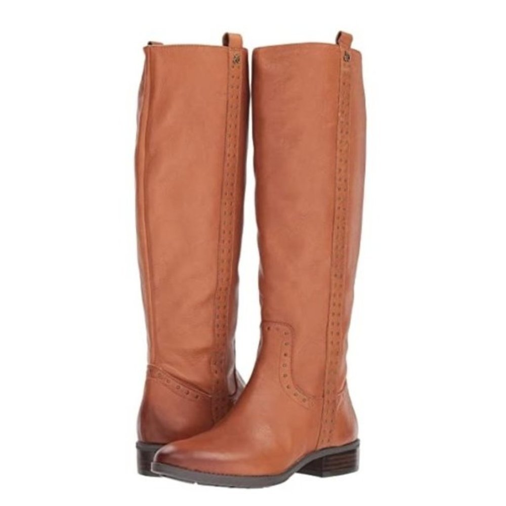 Sam Edelman Tall Leather Riding Boots in Cognac Brown